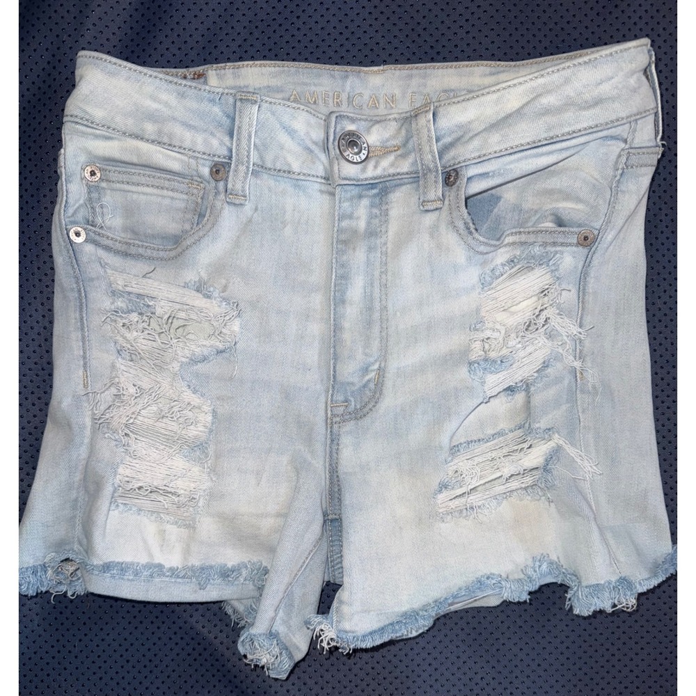 American Eagle Next Level Stretch Distressed Denim Shorts Light Wash Women 6
